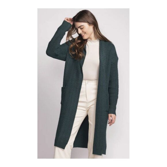 Pink Martini Scarlett Cardi Open Front Duster Cardigan - Dark Green - XXS - NWT - Picture 3 of 11